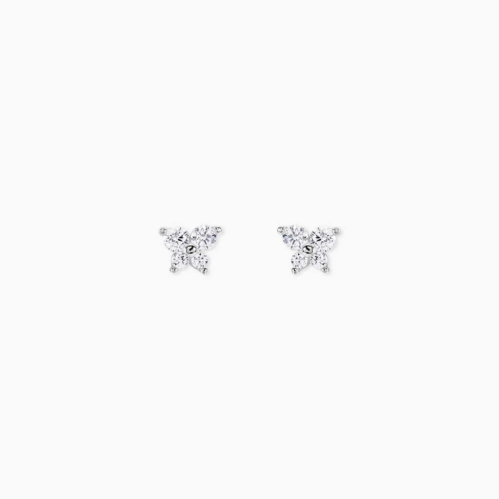 Boucles D'oreilles Puces Jemila Or Blanc Oxyde De Zirconium
