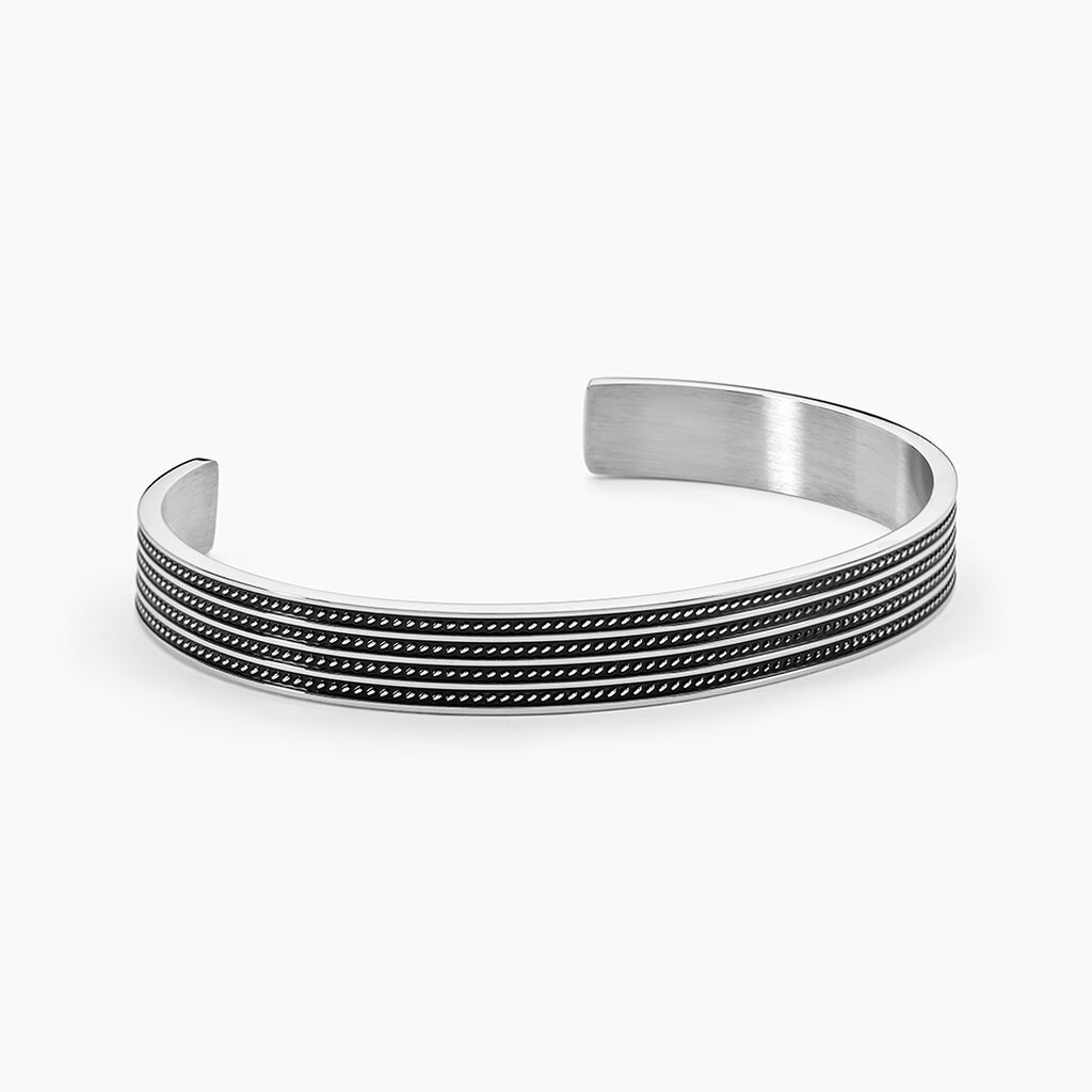 Bracelet Jonc Ouvert Acier Bicolore Anderson - Bracelets joncs Homme | Histoire d&rsquo;Or