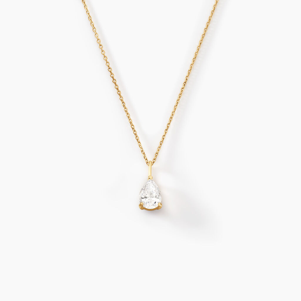 Collier Goutte Or Jaune Oxyde De Zirconium