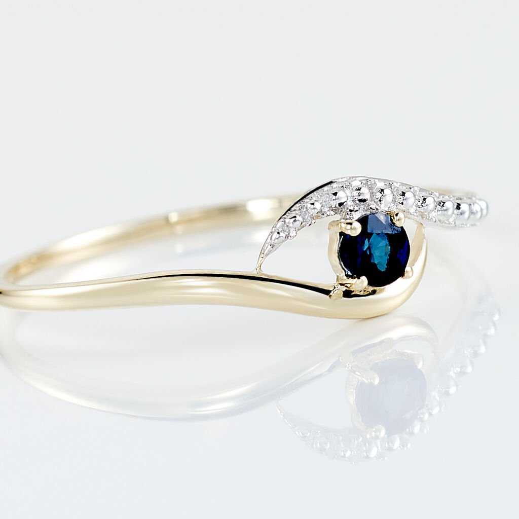 Bague Or Jaune Karmele Saphir - Bagues solitaires Femme | Histoire d&rsquo;Or