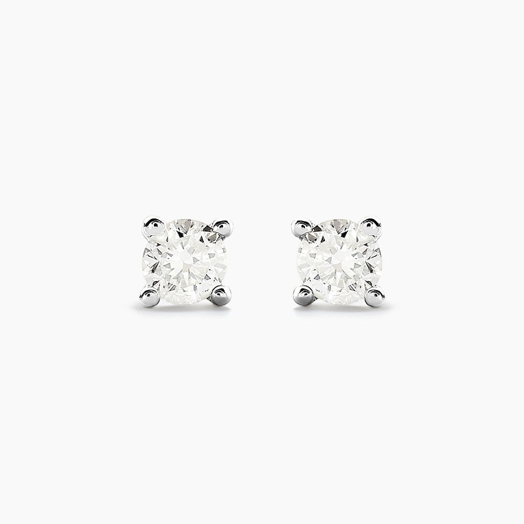 Boucles D'oreilles Puces Aphrodite Or Blanc Diamant - Clous d'oreilles Famille | Histoire d’Or