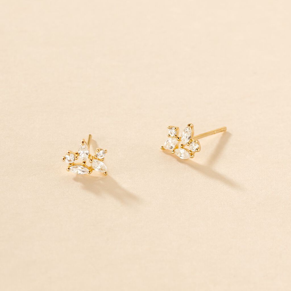 Boucles D'oreilles Puces Glorinda Or Jaune Oxyde De Zirconium - Clous d'oreilles Femme | Histoire d’Or