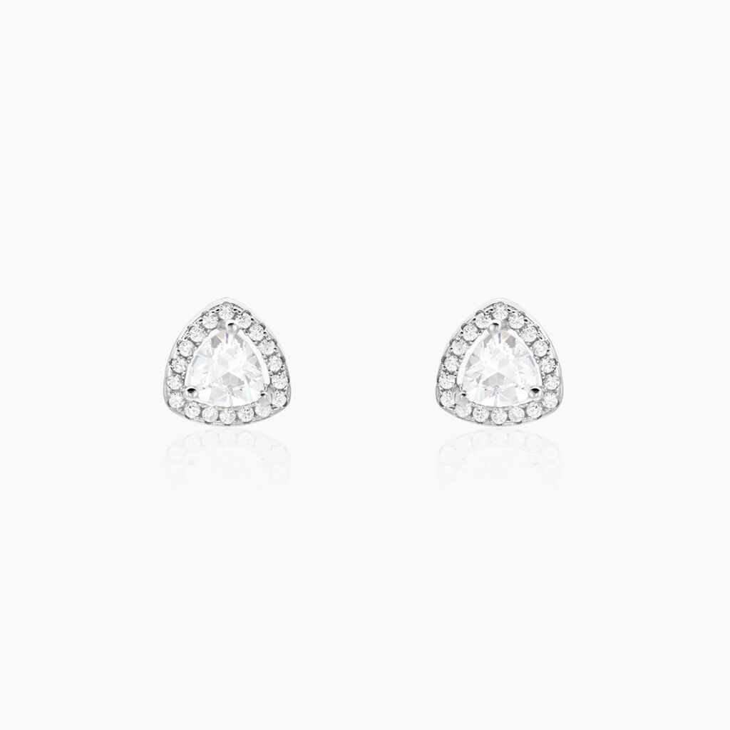 Boucles D'oreilles Puces Gorka Argent Blanc Oxyde De Zirconium - Boucles d'oreilles fantaisie Femme | Histoire d&rsquo;Or