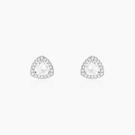 Boucles D'oreilles Puces Gorka Argent Blanc Oxyde De Zirconium - Boucles d'oreilles fantaisie Femme | Histoire d&rsquo;Or