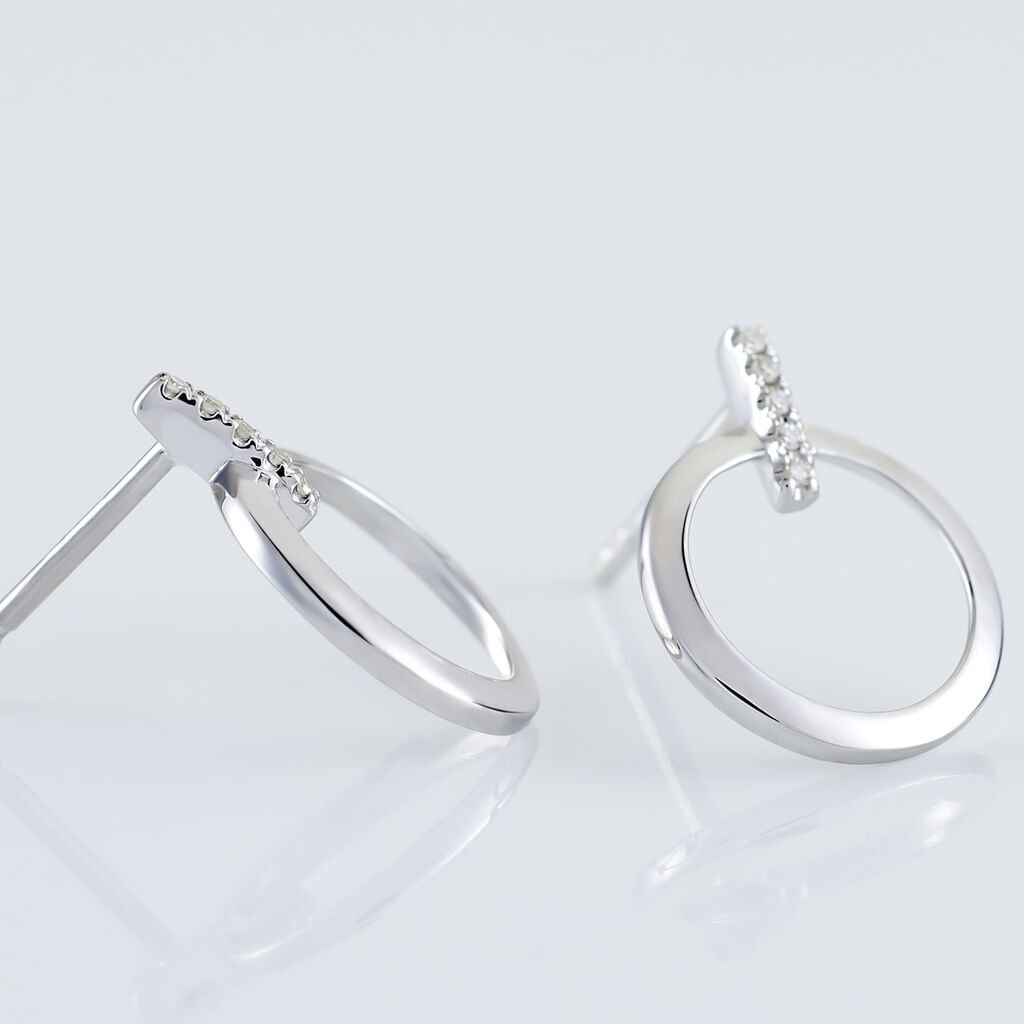 Boucles D'oreilles Puces Melissande Or Blanc Diamant - Clous d'oreilles Femme | Histoire d’Or