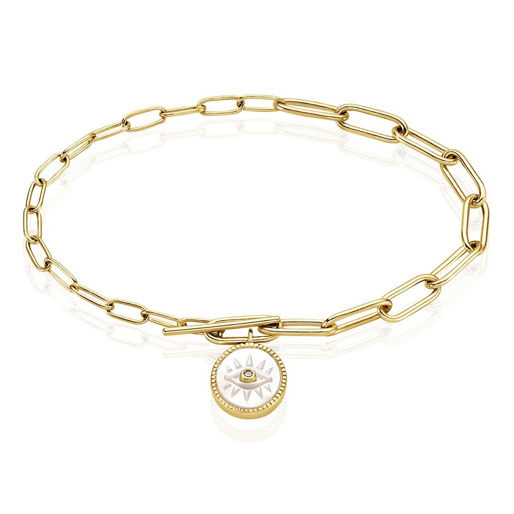 Bracelet Goddess Argent Dor&eacute; Nacre Oxyde De Zirconium - Bracelets Femme | Histoire d&rsquo;Or