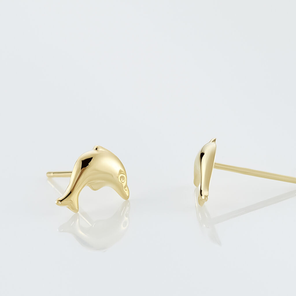 Boucles D'oreilles Puces Fulvie Dauphin Or Jaune - Clous d'oreilles Femme | Histoire d’Or