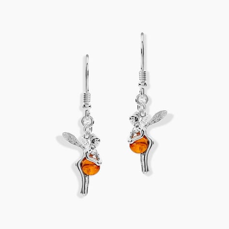 Boucles D'oreilles Pendantes Argent Blanc Abellia Ambre - Boucles d'oreilles fantaisie Femme | Histoire d&rsquo;Or