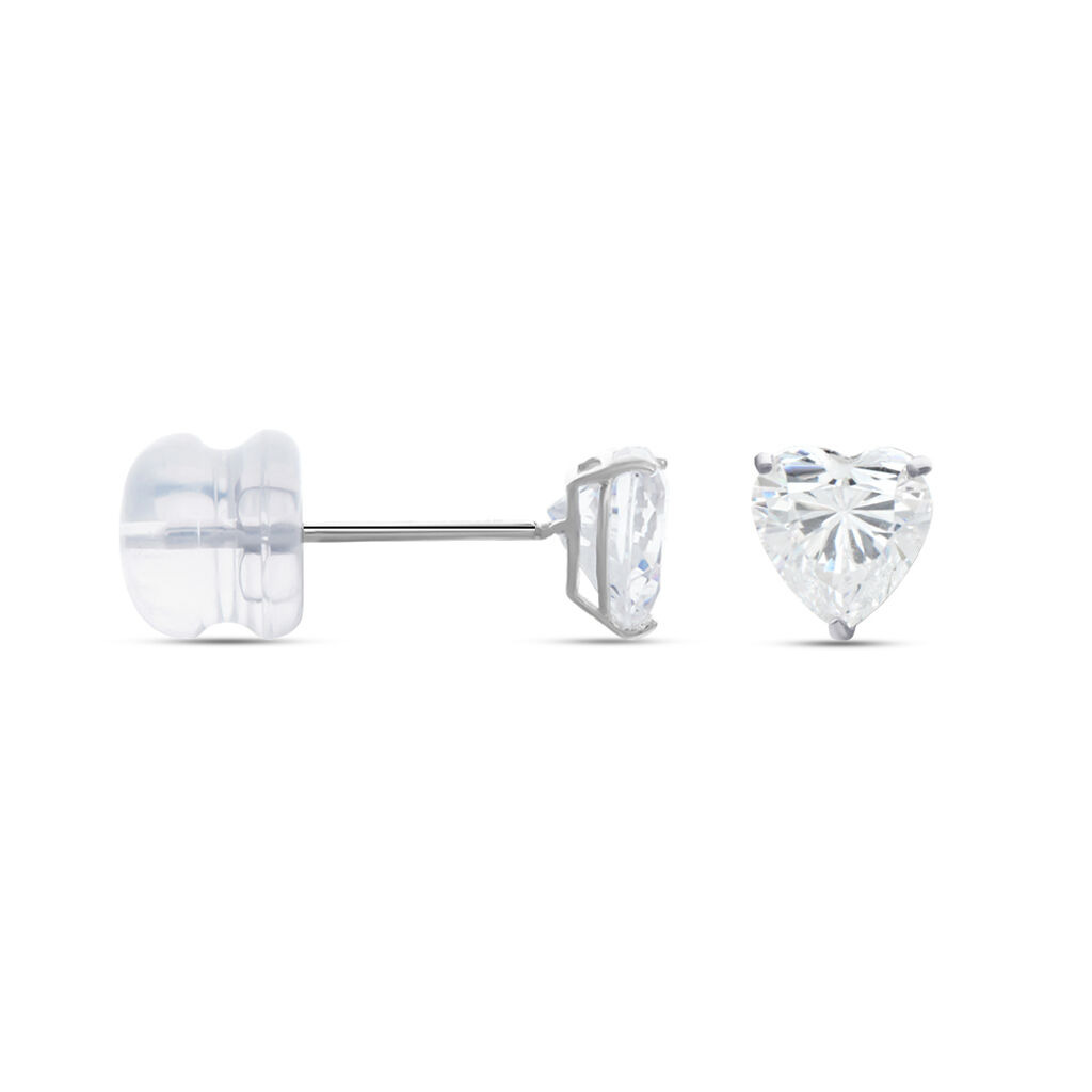 Boucles D'oreilles Puces Or Blanc Katherine Oxyde De Zirconium - Clous d'oreilles Femme | Histoire d’Or