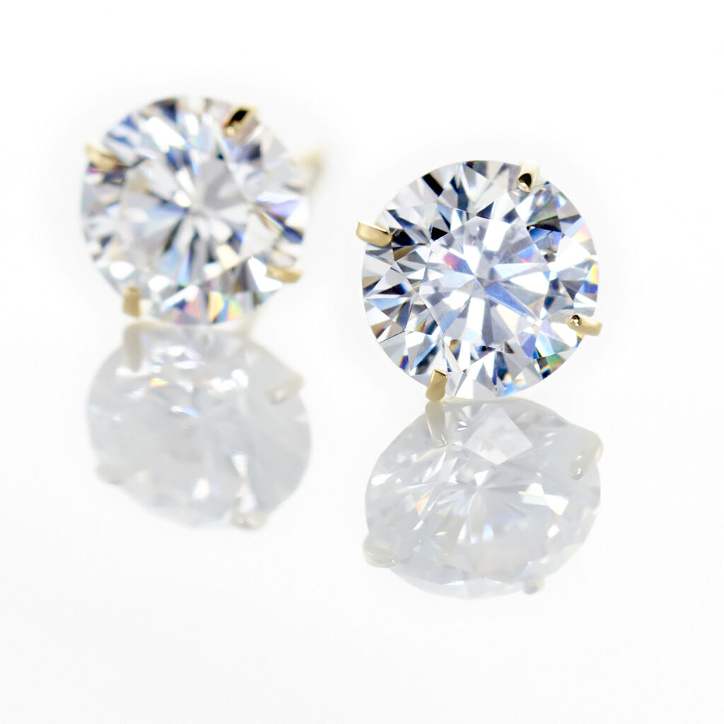 Boucles D'oreilles Puces Or Jaune Katherina Oxyde De Zirconium - Clous d'oreilles Femme | Histoire d’Or