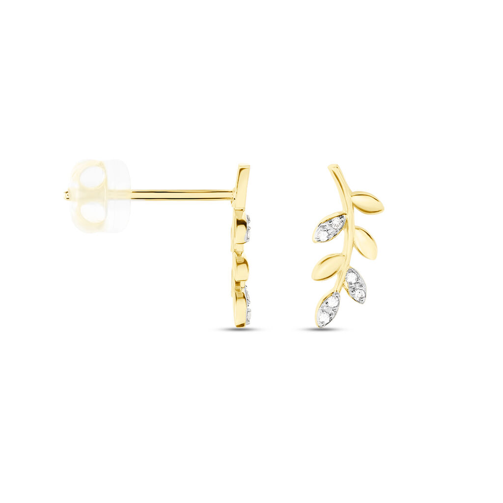 Boucles D'oreilles Puces Palmiro Or Jaune Diamant - Clous d'oreilles Femme | Histoire d’Or