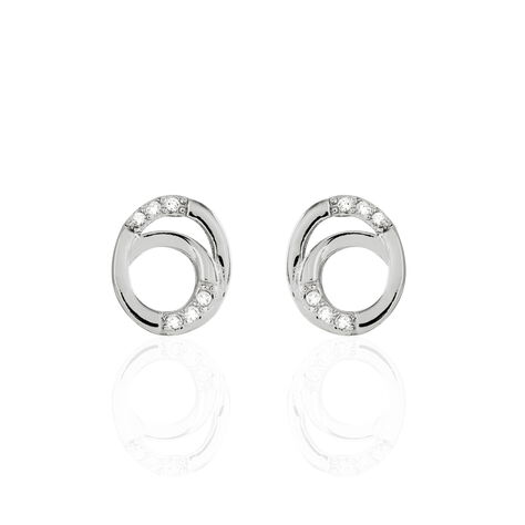 Boucles D'oreilles Puces Annea Argent Blanc Oxyde De Zirconium - Boucles d'oreilles fantaisie Femme | Histoire d&rsquo;Or