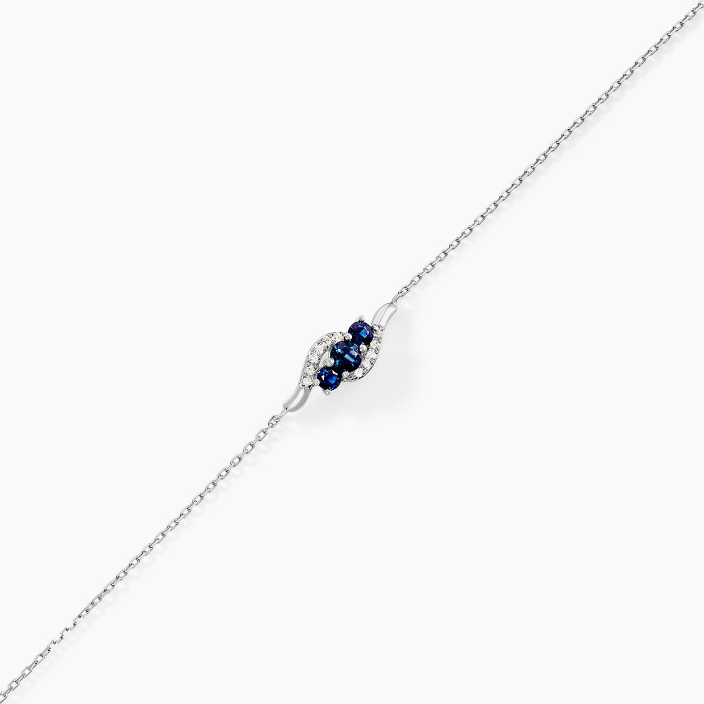 Bracelet Trinitie Or Blanc Saphir Diamant - Bracelets Femme | Histoire d’Or