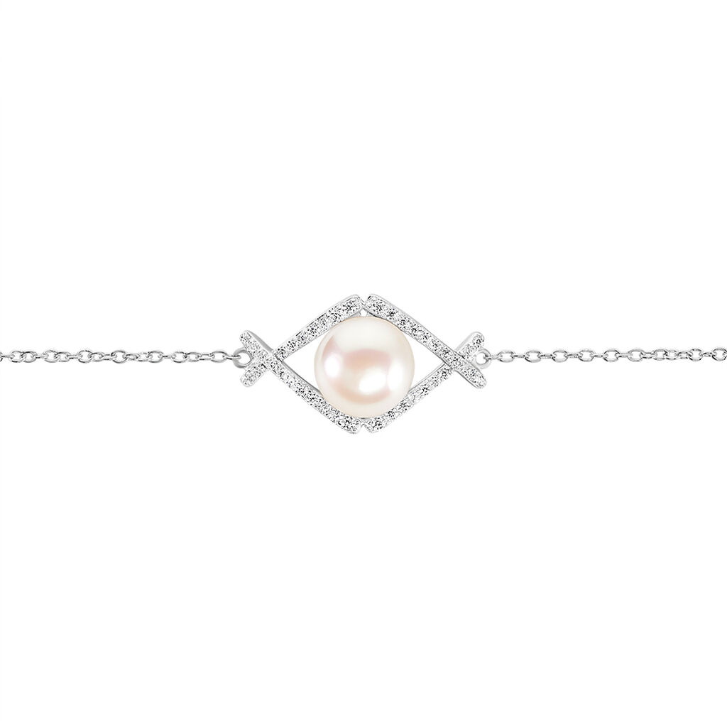 Bracelet Alessia Argent Blanc Perle De Culture Et Oxyde De Zirconium -  Femme | Histoire d’Or