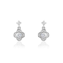 Boucles D'oreilles Pendantes Edyta Argent Blanc Oxyde De Zirconium - Boucles d'oreilles fantaisie Femme | Histoire d’Or