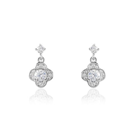 Boucles D'oreilles Pendantes Edyta Argent Blanc Oxyde De Zirconium - Boucles d'oreilles fantaisie Femme | Histoire d’Or