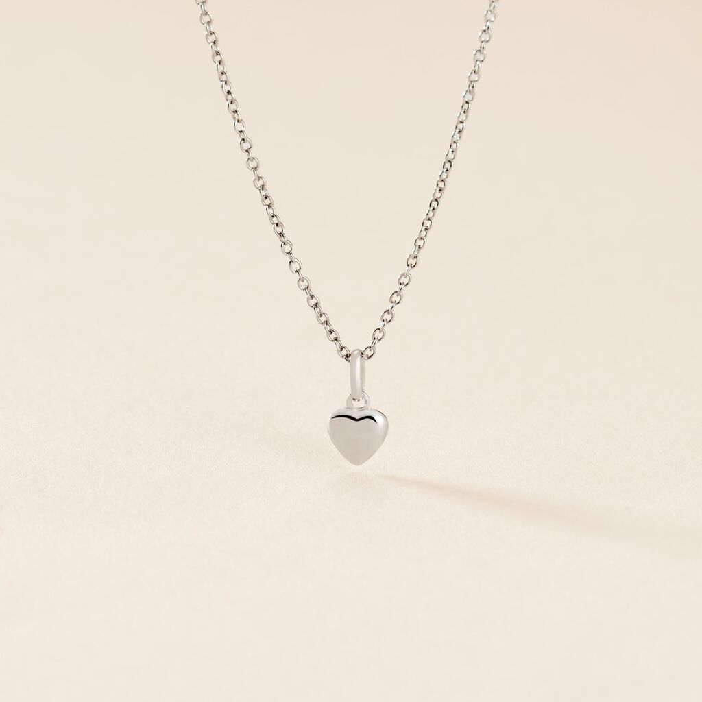 Pendentif Eudocie Coeur Lisse Or Blanc - F&ecirc;te des m&egrave;res Femme | Histoire d&rsquo;Or