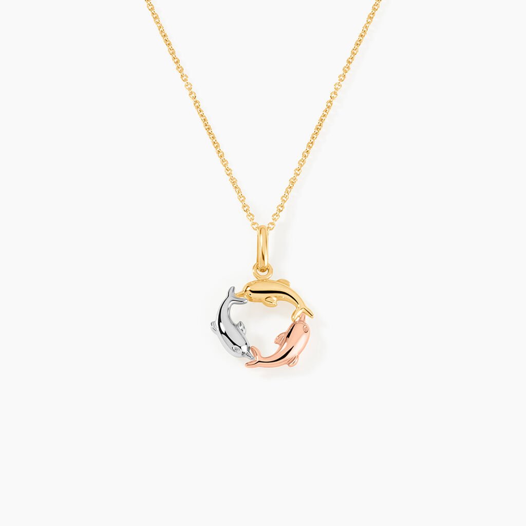 Pendentif Helmut Trio Dauphins Or Tricolore - Pendentifs Famille | Histoire d&rsquo;Or