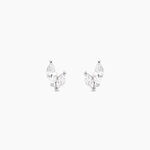 Boucles D'oreilles Puces Navette Argent Blanc Oxyde De Zirconium - Boucles d'oreilles fantaisie Femme | Histoire d&rsquo;Or