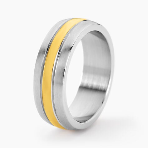 Bague John Acier Bicolore Plaque Or Jaune - Bagues fantaisie Homme | Histoire d&rsquo;Or