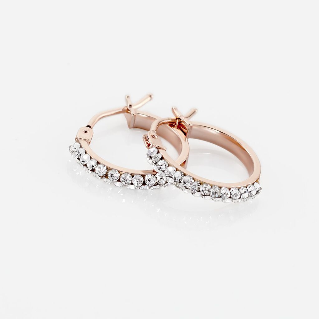 Créoles Sandrine Or Rose Strass - Boucles d'oreilles créoles Femme | Histoire d’Or