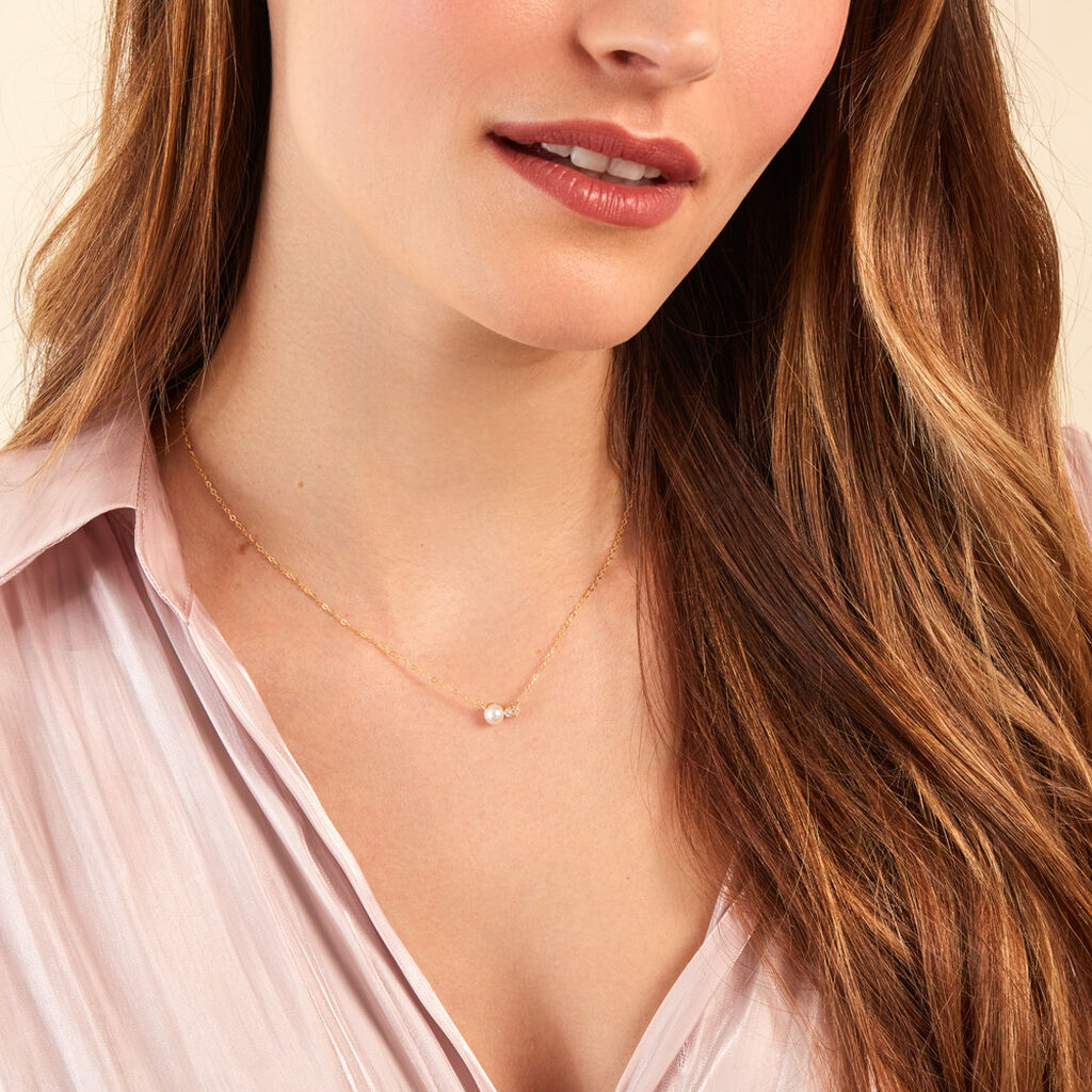 Collier Riitta Or Jaune Perle De Culture Oxyde De Zirconium - Colliers Femme | Histoire d’Or