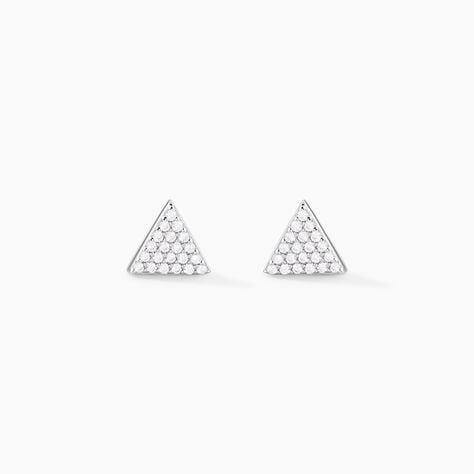 Boucles D'oreilles Puces Brendana Argent Blanc Oxyde De Zirconium - Boucles d'oreilles fantaisie Femme | Histoire d&rsquo;Or