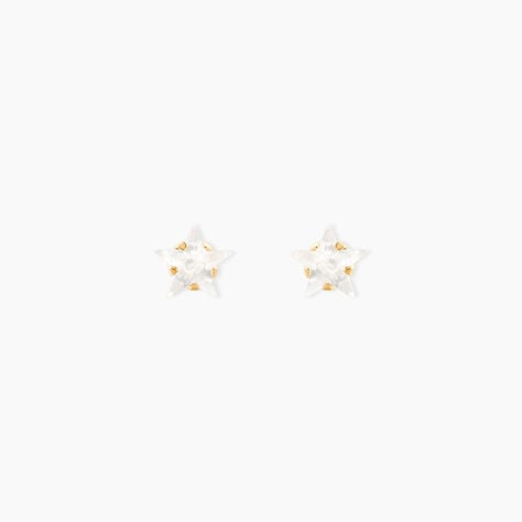 Boucles D'oreilles Puces Elais Etoile Or Jaune Oxyde De Zirconium - Clous d'oreilles Femme | Histoire d&rsquo;Or
