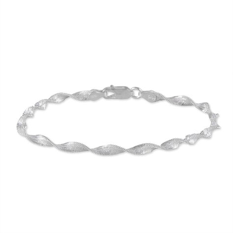 Bracelet Ciana Torsade Diamante Argent Blanc - Bracelets chaîne Femme | Histoire d’Or