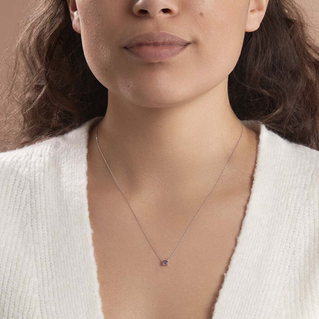 Collier Clair Or Blanc Amethyste - Colliers Femme | Histoire d’Or