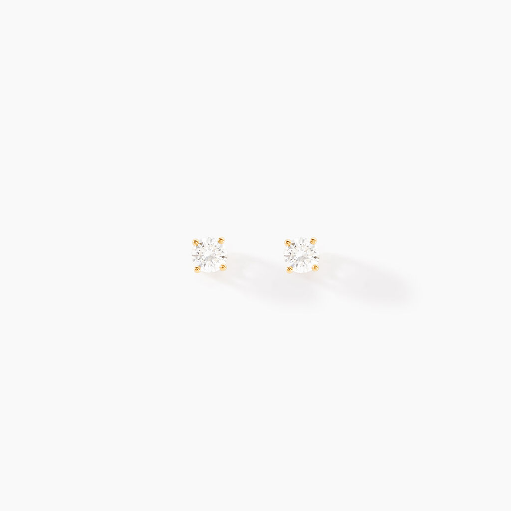 Boucles D'oreilles Puces One Or Jaune Diamants - Clous d'oreilles Femme | Histoire d&rsquo;Or