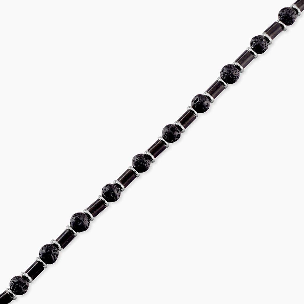 Bracelet Silas Acier Noir Pierre De Lave - Bracelets Homme | Histoire d&rsquo;Or