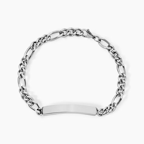 Bracelet Identit&eacute; Acier Blanc Jimmy - Gourmettes Homme | Histoire d&rsquo;Or