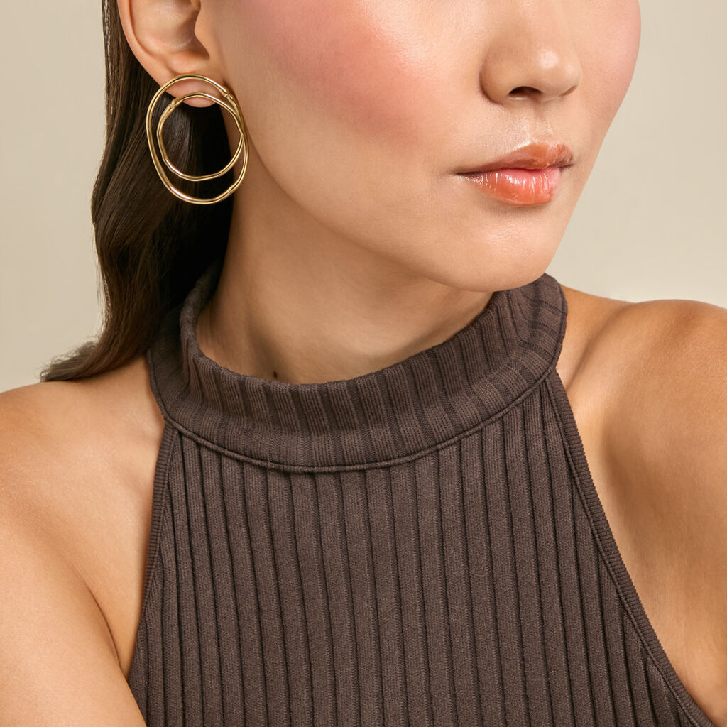 Boucles D'Oreilles Puces Mindy Acier Jaune - Boucles d'oreilles fantaisie Femme | Histoire d&rsquo;Or