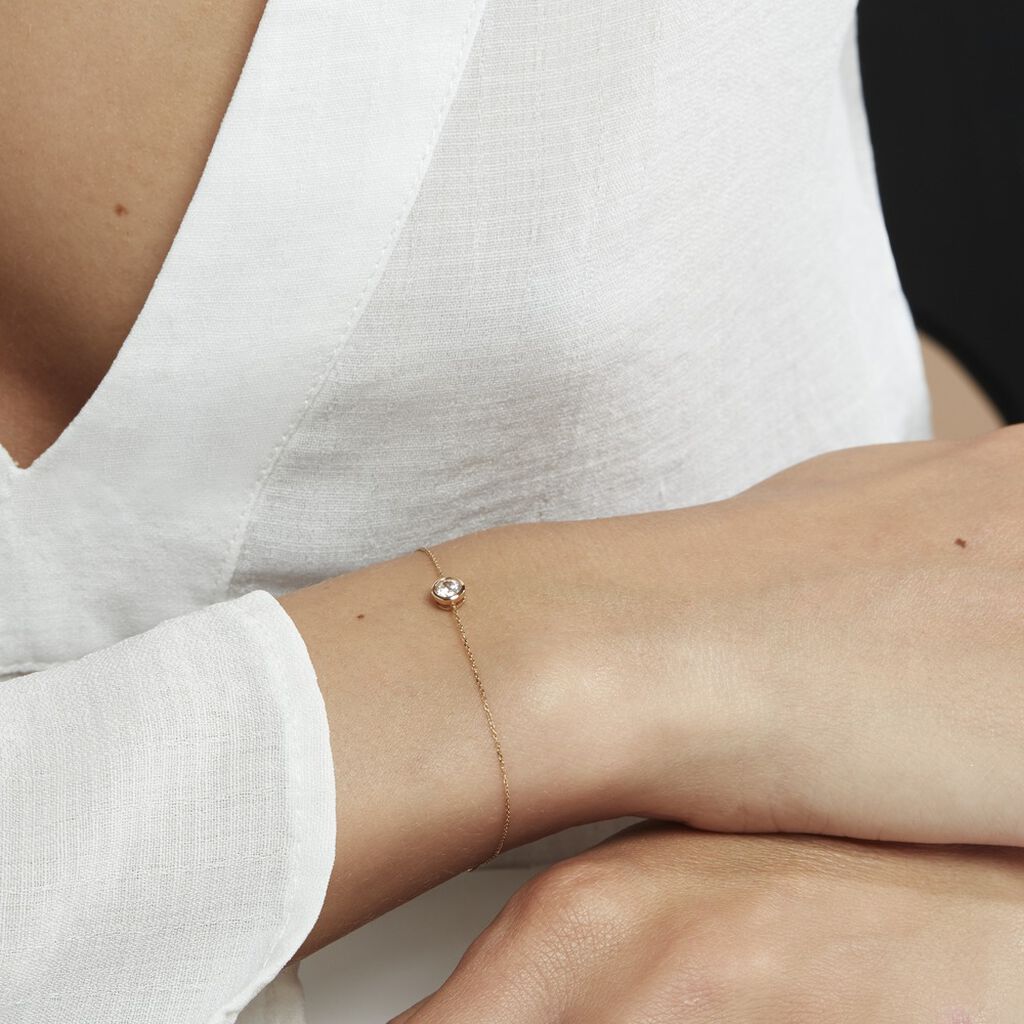 Bracelet Columbine Or Jaune Oxyde De Zirconium Blanc - Bracelets Femme | Histoire d’Or