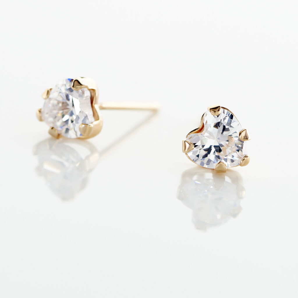 Boucles D'oreilles Puces Daria Coeur Or Jaune Oxyde - Clous d'oreilles Femme | Histoire d&rsquo;Or