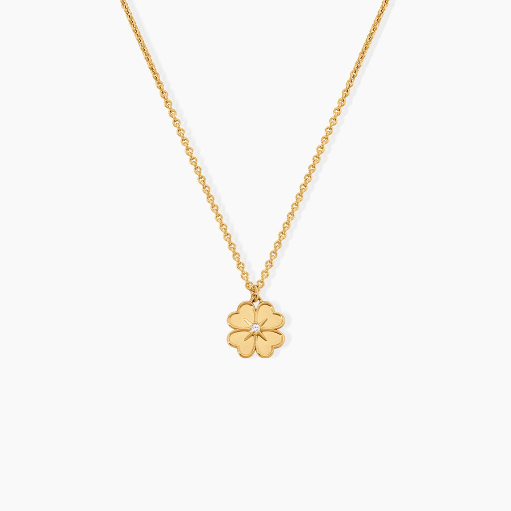 Collier Nacrea Argent Dor&eacute; A L'Or 750/1000 Oxyde De Zirconium - Colliers Femme | Histoire d&rsquo;Or