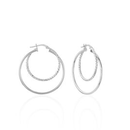 Créoles Argent Blanc Marjorie - Boucles d'oreilles créoles Femme | Histoire d’Or