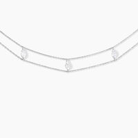 Collier Navette Argent Blanc Oxyde De Zirconium