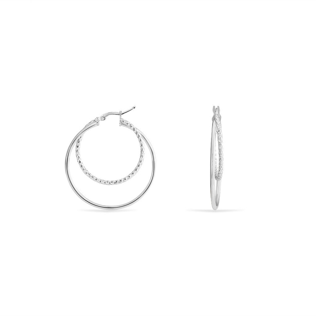 Créoles Argent Blanc Marjorie - Boucles d'oreilles créoles Femme | Histoire d’Or