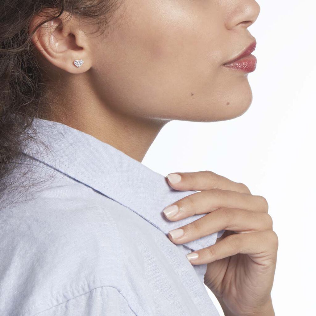 Boucles D'oreilles Puces Or Jaune Ianuaria Cristal - Clous d'oreilles Femme | Histoire d’Or
