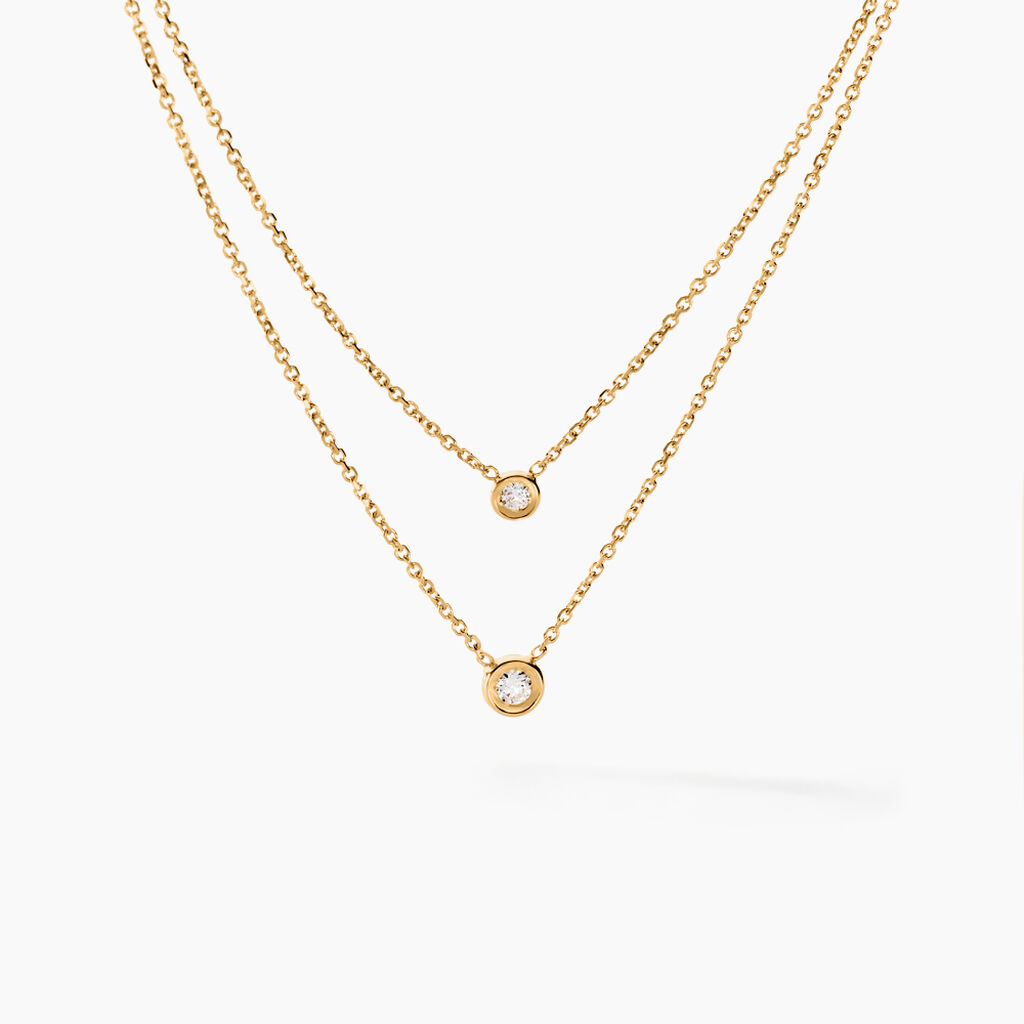 Collier Virguinia Or Jaune Oxyde De Zirconium - Colliers doubles et triples cha&icirc;nes Femme | Histoire d&rsquo;Or