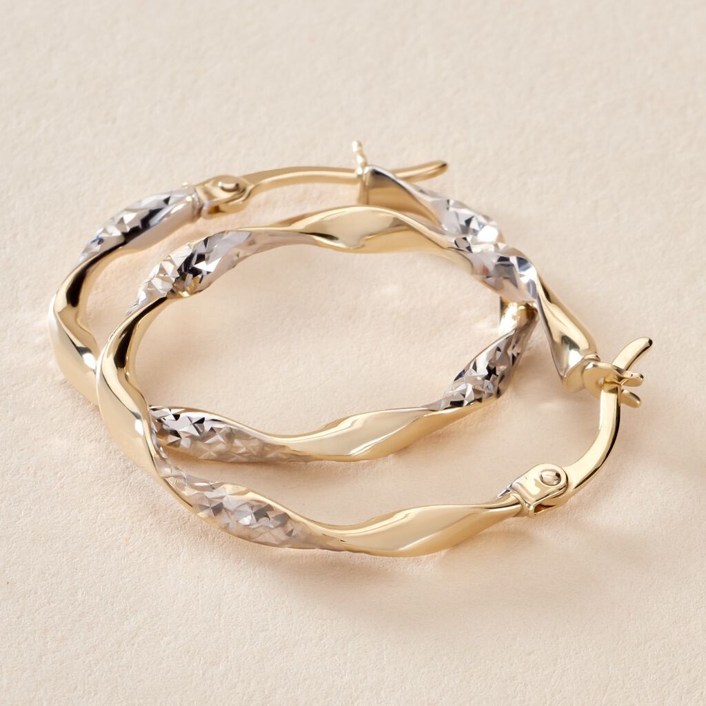 Cr&eacute;oles Eleanie Fil Vrille Or Bicolore - Boucles d'oreilles cr&eacute;oles Femme | Histoire d&rsquo;Or