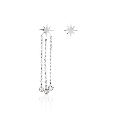 Boucles D'oreilles Pendantes Clarence Argent Blanc Oxyde De Zirconium - Boucles d'oreilles fantaisie Femme | Histoire d&rsquo;Or