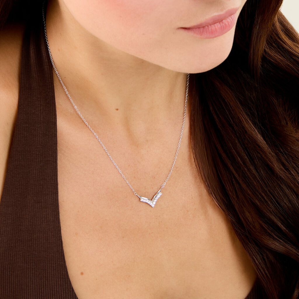 Collier Aile De Mouette Argent Blanc Oxyde De Zirconium - Colliers fantaisie Femme | Histoire d&rsquo;Or