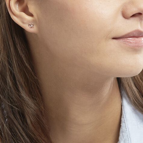 Boucles D'oreilles Puces Eleanor Fleur Or Rose Oxyde De Zirconium - Clous d'oreilles Femme | Histoire d’Or