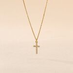 Collier Cobeia Croix Maille For&ccedil;at Or Jaune Oxyde De Zirconium - Colliers Femme | Histoire d&rsquo;Or