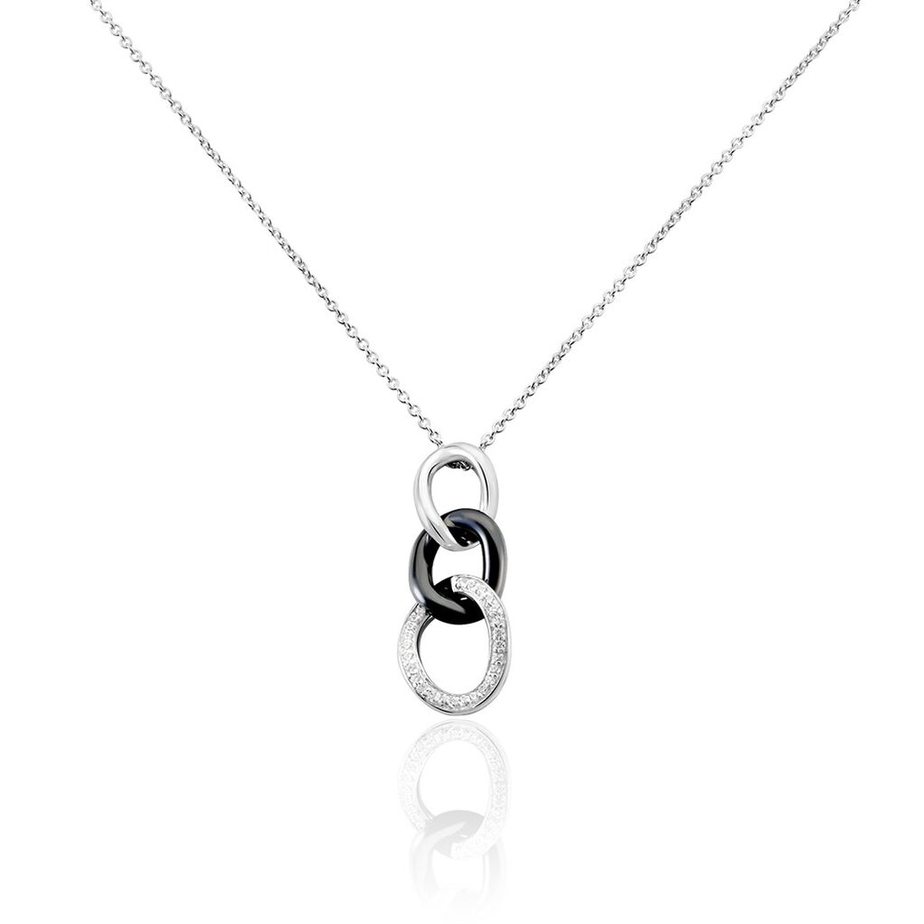 Collier Link Argent Blanc Céramique Et Oxyde De Zirconium - Colliers Femme | Histoire d’Or