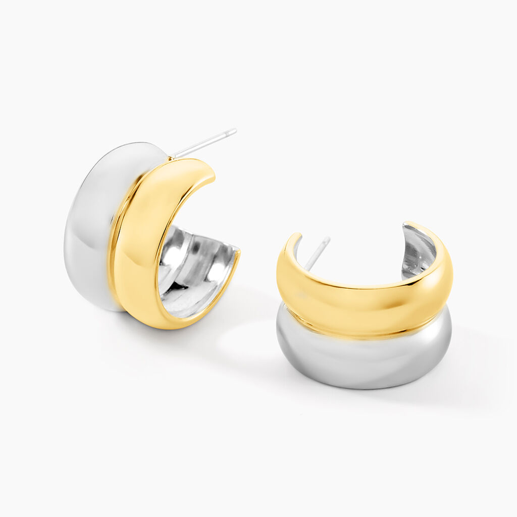Créoles Perfect Match Acier Bicolore - Boucles d'oreilles créoles Femme | Histoire d’Or