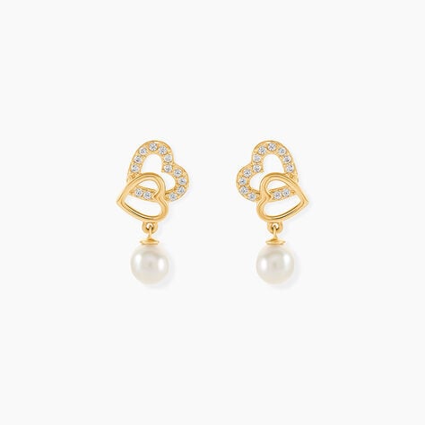 Boucles D'Oreilles Pendantes Loving Pearl Or Jaune Perles - Boucles d'oreilles pendantes Femme | Histoire d&rsquo;Or